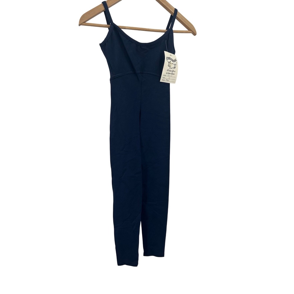 Vintage Ezradanze Navy Blue Dance Unitard Camisole Scoop Neck Small NWT USA